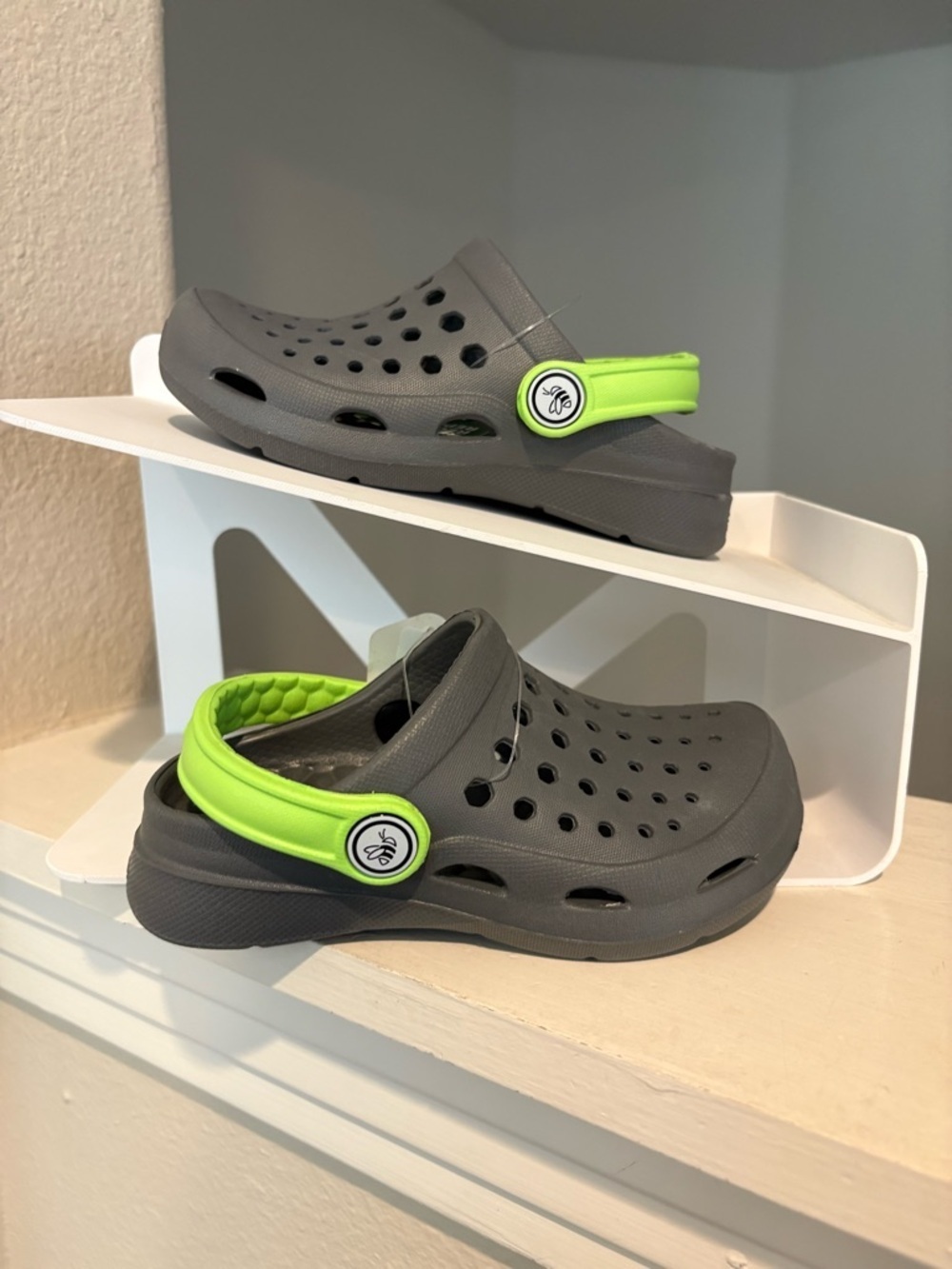 Joybees Harper Slip-On Clogs Charcoal/Lime - Kids Child Toddler Size 8 / 9